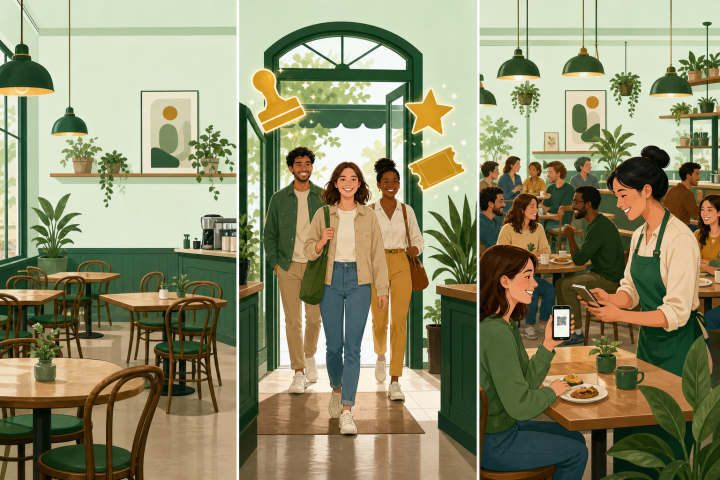 Quiet local business fills up as rewards bring customers in, then staff scan loyalty at the table